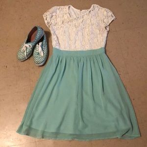 Green and Cream Dress